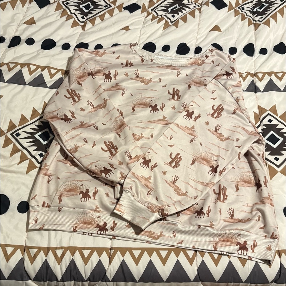 Desert Print Crew Neck Sweater